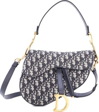 Dior Saddle Handbag with Strap Oblique Canvas Medium shoulder bag - Blauw