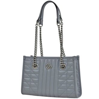 Gucci Gg Marmont Gray Quilting Tote Bag (Pre-Owned)