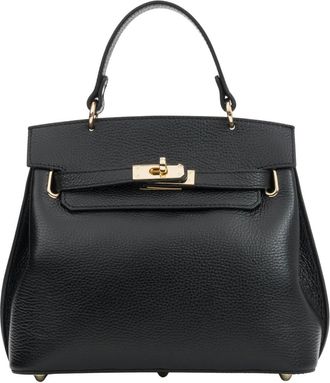 Estro & Luminara Tassen, Dames, Zwart, ONE Size, Leer, Eternal Classic Satchel Bag