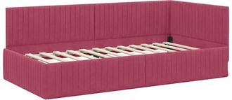 vidaXL Corner Bed Frame with Headboard Wine Red 100 cm x 200 cm Fabric vidaXL