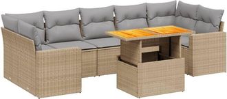 vidaXL Vidaxl - Juego De Sof&aacute;s De Jard&iacute;n Con Cojines Beige 8 Pzas Rat&aacute;n Pe