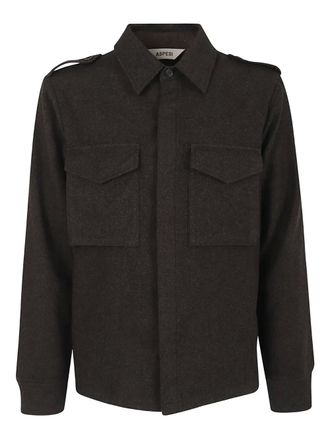 Aspesi long-sleeve shirt - men - Virgin Wool/Cashmere - S - Brown