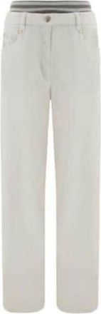 Brunello Cucinelli Plaster Straight-Leg Trousers With Waistband, Brand Size 46 (US Size 12)
