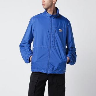 Moncler Arrakis rainwear jacket in bright blue with removable hood
