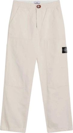 Stone Island White Regular Trousers