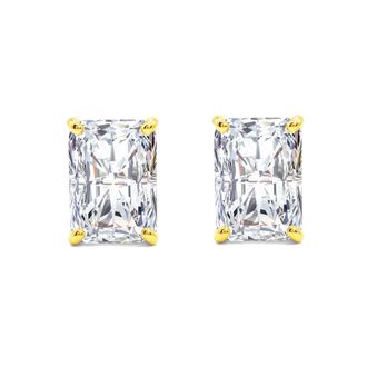 MAX + STONE 14K Gold Emerald Cut Earrings embellished with Swarovski Zirconia Various Stone Sizes