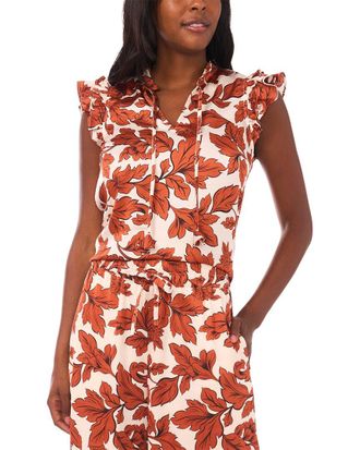 Vince Camuto Split Neck Flutter Blouse