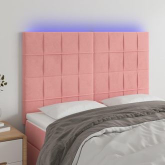 vidaXL Cabecero Con Luces Led Terciopelo Rosa 144x5x118/128 Cm Vidaxl