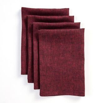 Solino Home Linen Dinner Napkins Set of 4, 20 x 20 Inch for Dining Table, Holiday and Everyday Table Decor - Athena in Red Garnet at Nordstrom, Size