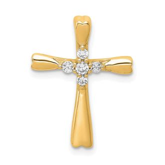 Diamond2Deal 10K Gold 1/6ct. 5-Stone Diamond Cross Chain Slide Pendant