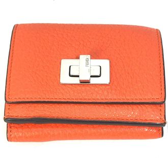 Fendi Orange Leather Wallet (Tri-Fold) (Pre-Owned)