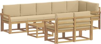 vidaXL Conjunto De Sof&aacute;s De Exterior 9 Uds. Y Beige Poli&eacute;ster Vidaxl