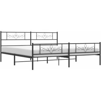 vidaXL Estructura Cama Sin Colch&oacute;n Con Estribo Metal Negro 180x200 Cm Vidaxl