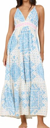 Surf Gypsy Halter Maxi Dress In Ivory/ Blue/pink