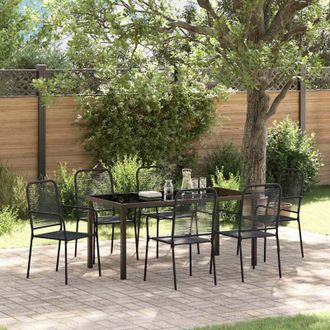 vidaXL Conjunto De Comedor De Jard&iacute;n 7 Pcs Negro Vidaxl