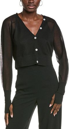 Kenneth Cole Sheer Saddle Shoulder Crop Cardigan