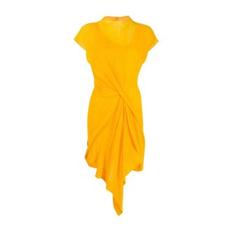 Nina Ricci Kleedjes, Dames, Oranje, ONE Size, Polyester, Jurk met gedrapeerd voorpand