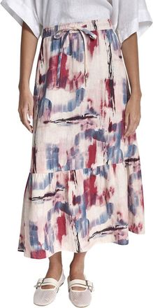 DKNY Printed Pull On Linen Skirt