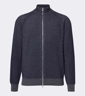 Brunello Cucinelli Ribbed-knit zip-up cashmere sweater
