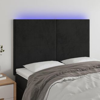 vidaXL Cabecero Con Luces Led Terciopelo Negro 144x5x118/128 Cm Vidaxl