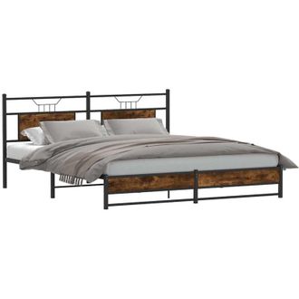 vidaXL Vidaxl - Estructura De Cama Sin Colch&oacute;n Metal Roble Ahumado 183x213 Cm