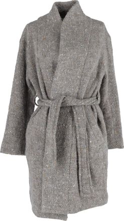 Iro Iro Belted Wrap Coat in Grey Wool