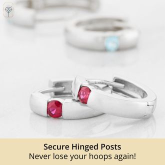 MAX + STONE 14k Yellow or White Gold Small Round Gemstone Huggie Hoop Earrings
