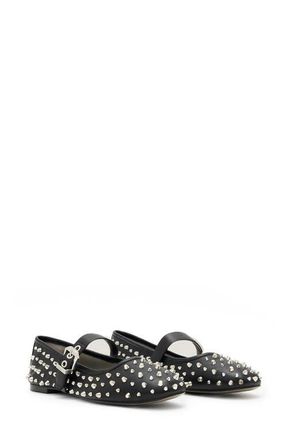 AllSaints Holly Stud Mary Jane Flat in Black at Nordstrom, Size 11Us