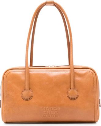 Marge Sherwood Schoudertas met logo-reli&euml;f - Dames - Schoudertassen - Bruin - ONE Size - Leer - Tassen