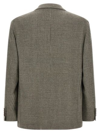 Brunello Cucinelli Prince of Wales Wool-Cashmere Blazer - Green