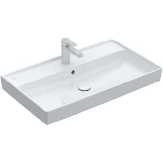 Villeroy & Boch Collaro, Encimeras De Lavabo, 800 X 470 Mm, Rectangular, Dise&ntilde;o Registrado, Para Grifer&iacute;a De 3 Orificios, Orificio Central Perforado, Con Rebosadero, 