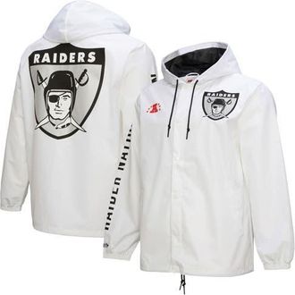 Mitchell & Ness Mens Mitchell & Ness White Oakland Raiders Vintage Logo Coaches Full-Snap Hoodie Jacket at Nordstrom, Size Medium