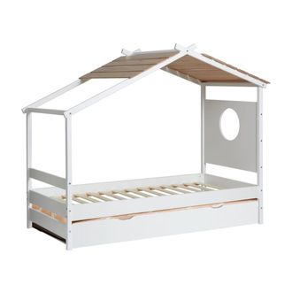 Muemue Cama caba&ntilde;a + cama elevable madera blanco 90x190cm