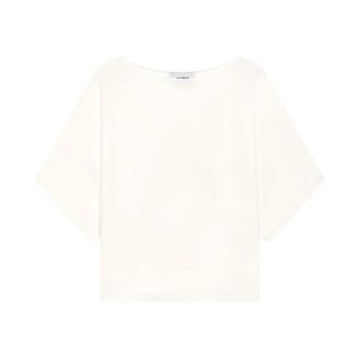 Alpha Studio T-Shirts, female, Beige, Size: XS Scollo Barca M/Manche Kimono