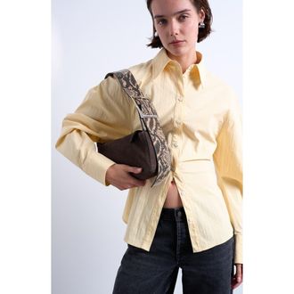 Topshop Scarlett Suede & Snake Embossed Leather Shoulder Bag in Brown at Nordstrom