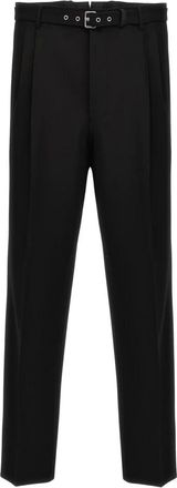 Prada Broeken, Heren, Zwart, XL, Wol, Gestreepte wollen broek