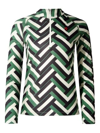 Perfect Moment waffle-print zip top - women - Polyester - L - Neutrals