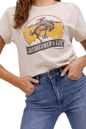 Daydreamer Bucking Bronco Tour Tee Top In Dirty White