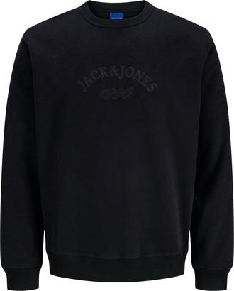 Jack & Jones Sweatshirt JACK & JONES JORBLEECKER BRANDING SWEAT CREW BF, Herren, Gr. M, schwarz detail:jj, angeraute Sweatware, Obermaterial: 70% Baumwolle, 30% Po