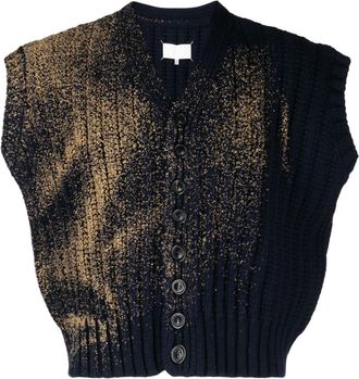 Maison Margiela Sandstorm contrasting-trim V-neck cardigan - men - Wool - S - Blue