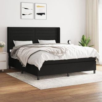 vidaXL Vidaxl - Cama Box Spring Con Colch&oacute;n Tela Negro 180x200 Cm