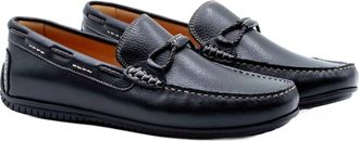 Martin Dingman Mens Bermuda Glove Leather Braided Bit Loafers In Black