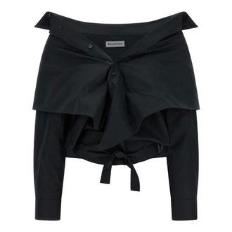 Balenciaga Shirts, female, Black, Size: 2XS Crop Shirt Off the Shoulder