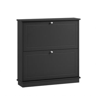 SoBuy Sobuy - Zapatero Con 2 Solapas Armario De Entrada Zapatero Estrecho Organizador Negro 76 X 18 X 79 Cm Fsr99-sch Es