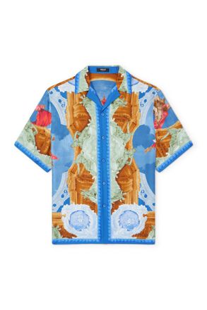 Versace Camp-Collar Printed Silk-Twill Shirt