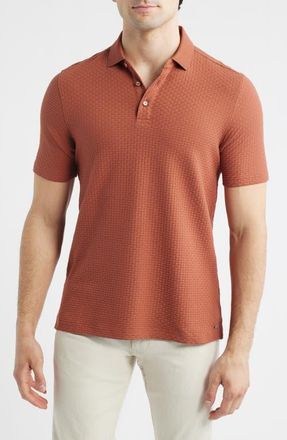 Johnston & Murphy Tilson Textured Performance Polo in Terracotta at Nordstrom, Size X-Large