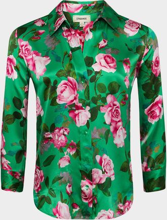 L'agence Dani Button-Front Silk Blouse