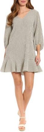 London Times Stripe Seersucker Minidress in Black/Ivory at Nordstrom Rack, Size X-Small