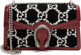 Gucci Black & Red Leather & Tweed Dionysus Small Shoulder Bag (Authentic Pre- Loved)