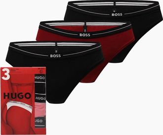 HUGO BOSS Womens 3 Pack of Logo Waistband Briefs - Multi - Size: XL